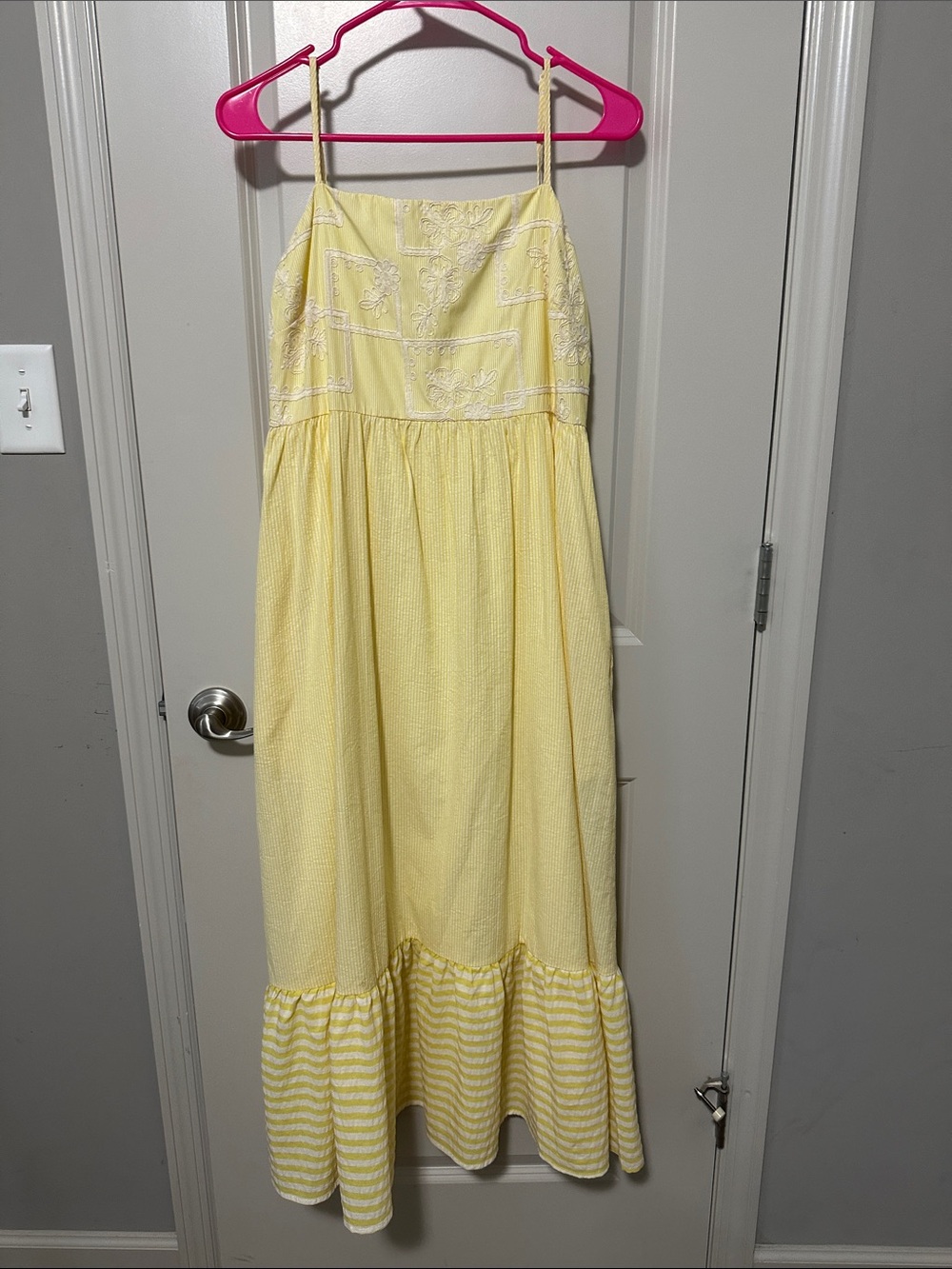 Sunny Yellow Maxi Dress with Embroidered Bodice